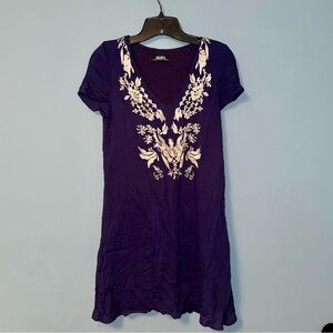 Lulus Paper Moon Navy Blue Embroidered Dress Size XS